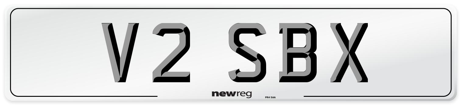 V2 SBX Number Plate from New Reg